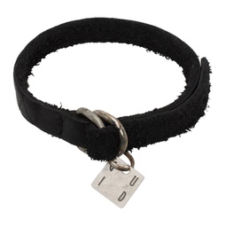 Black Bison Leather Bracelet 241703M142000
