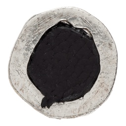 Silver & Black Nano Circle Single Earring 241703M144000