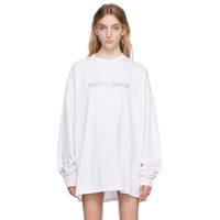 White Crystal Cut Long Sleeve T Shirt 231242F096000