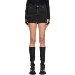 Black Pocket Denim Miniskirt 222242F090003