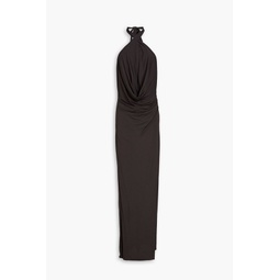 Emery draped jersey halterneck gown