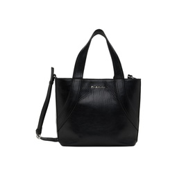 Black Crinkle Leather Small Tote 241827M172003