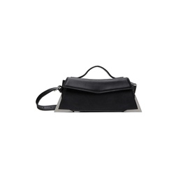 Black Crinkle Leather Metal Shoulder Bag 241827F046000