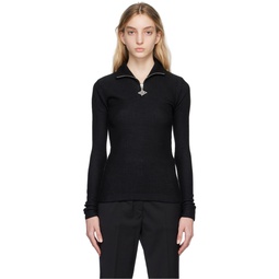 Black Half Zip Sweater 231827F097004