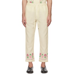 Off White Embroidered Trousers 241245M191001