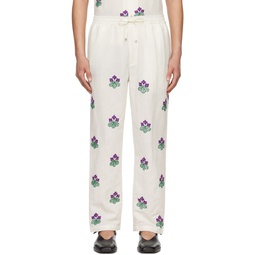 Off White Floral Trousers 241245M191003