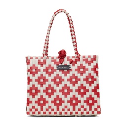 White   Red Upcycled Tote 241245M172001