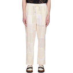 Beige Embroidered Trousers 231245M191011