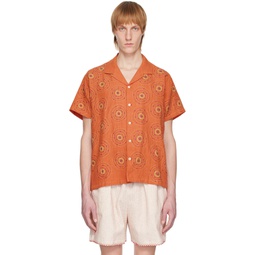 Orange Embroidered Shirt 231245M192002