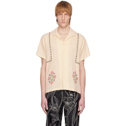 Beige Embroidered Shirt 231245M192007