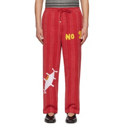 Red Applique Trousers 241245M191006