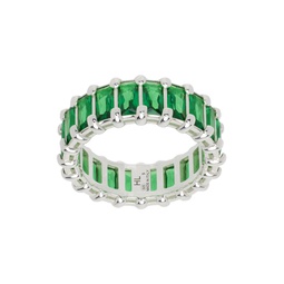 Silver   Green Baguette Eternity Ring 241481M147021