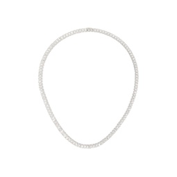 Silver Emerald Cut Tennis Chain Necklace 241481M145034