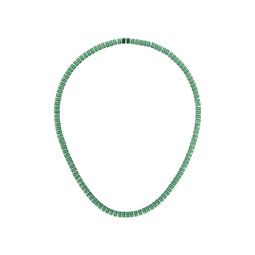 Silver   Green Emerald Cut Tennis Chain Necklace 241481M145025