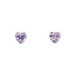 Silver   Purple Heart Stud Earrings 241481M144033