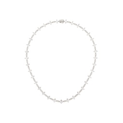 Silver Multi Cut Tennis Chain Necklace 241481M145026