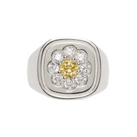 Silver   Yellow Daisy Signet Ring 221481M147022