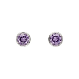 Silver   Purple Round Stud Earrings 232481M144012