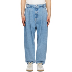 Blue Pleated Jeans 231897M186001