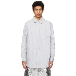 White   Navy Pinstripe Shirt 241897M192005