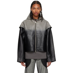 Black Bind Leather Jacket 232295M181000
