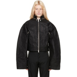 Black Stiff Faux-Leather Jacket 232295M181002