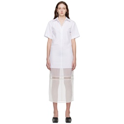 White Combo Shirt Midi Dress 231154F054006
