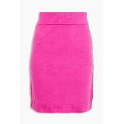 Brushed cotton-blend mini skirt