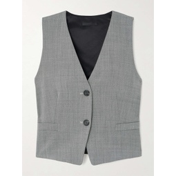 HELMUT LANG Cutout satin-paneled herringbone tweed vest