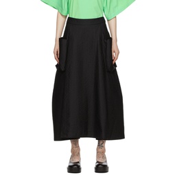 Black Pile Quilt Maxi Skirt 221392F093000