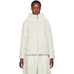 Off White Quilted Faux Fur Down Jacket 232829F061052