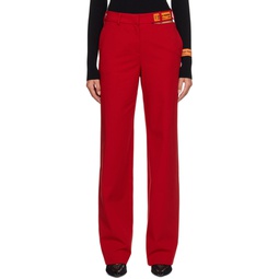 Red Cutout Trousers 231967F087011