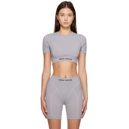 Gray Cropped Sport Top 231967F561001
