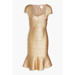 Fluted metallic bandage dress