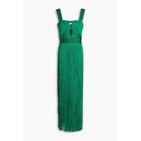 Cutout fringed ponte gown