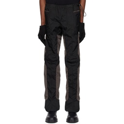 Black   Gray Paneled Trousers 231883M191001