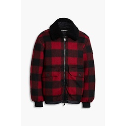 Checked brushed-felt down jacket