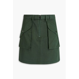 Belted twill mini skirt