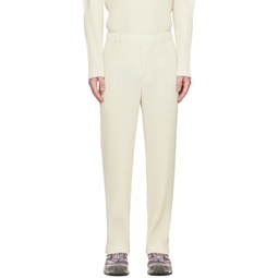 White Color Pleats Trousers 232729M191000