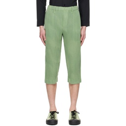Green Leno Stripe Trousers 231729M191075