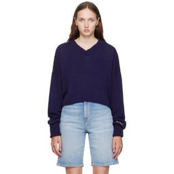Navy Cropped Sweater 222783F100005