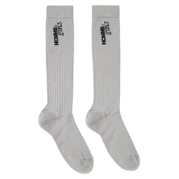 SSENSE Exclusive Gray Ribbed Business Socks 232783F076002