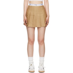 Tan Pleated Miniskirt 241783F090027