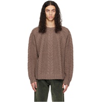 Brown Cable Sweater 222995M201003