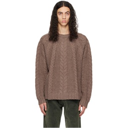 Brown Cable Sweater 222995M201003