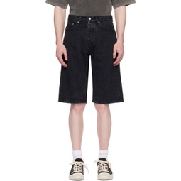 Black Loose-Fit Denim Shorts 241995M193006