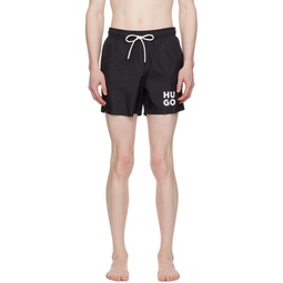 Black Printed Swim Shorts 241084M208017