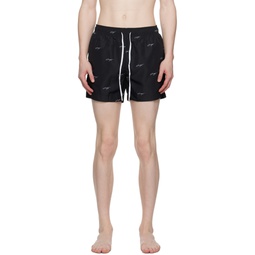 Black Printed Swim Shorts 231084M208028
