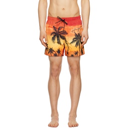 Orange Graphic Swim Shorts 231084M208031