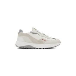 White   Gray Mixed Material Sneakers 241084M237005